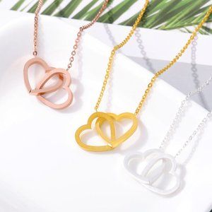 Double Hearts Necklace Pendant for Women